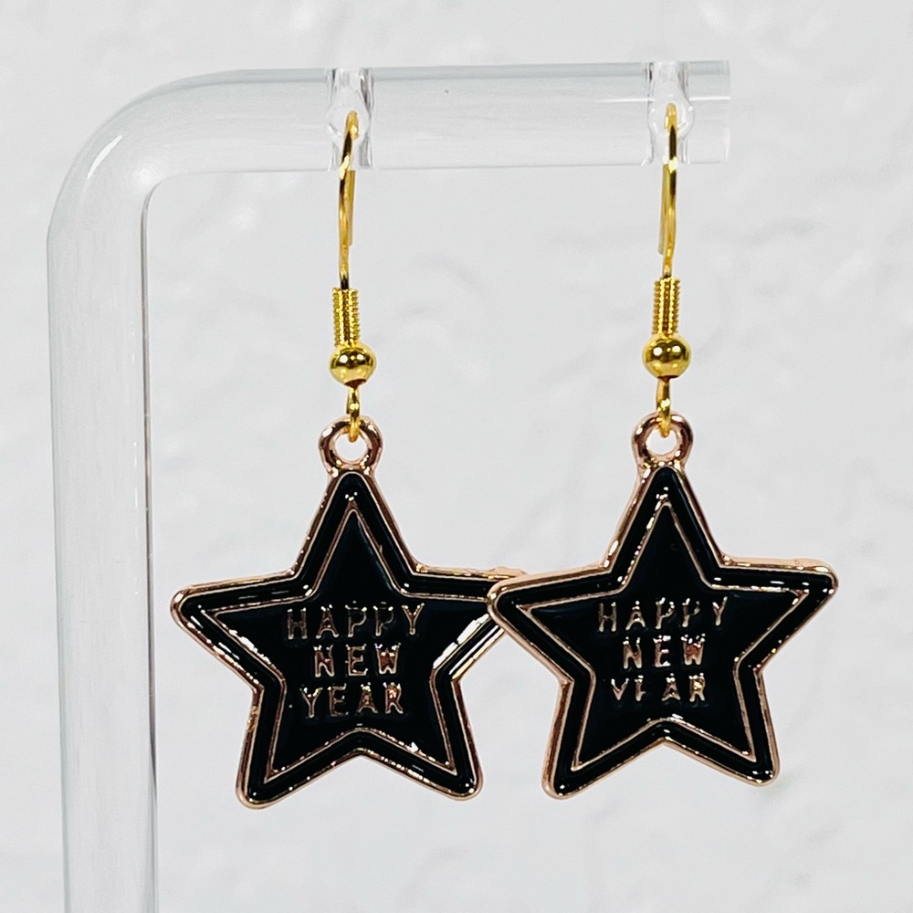 4/$20 Happy New Year Star Earrings